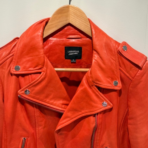 Lamarque Womens Leather Jacket Donna in grenadine, size M - Picture 9 of 16